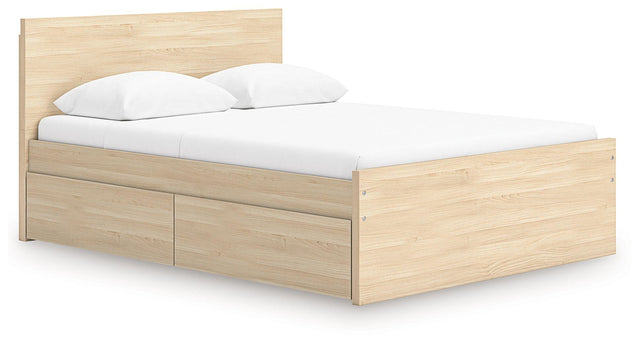 Ashley Onita - Natural - Queen Panel Platform Bed With 1 Side Storage