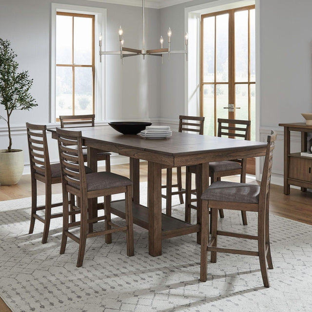 Liberty Furniture Brook Bay - 7 Piece Gathering Trestle Table - Brown