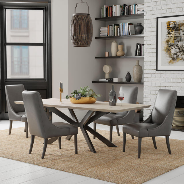 Parker House Crossings - Rectangular Dining Table With 4 Upholstered Chairs - Natural & Dark Gray