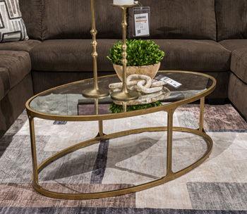 Ashley Korajane Oval Cocktail Table - Antique Gold