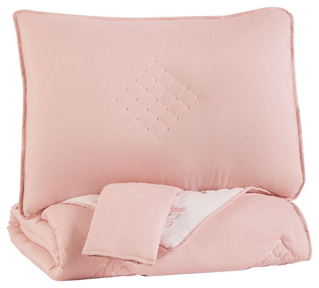 Ashley Lexann Full Comforter Set - Pink/White/Gray