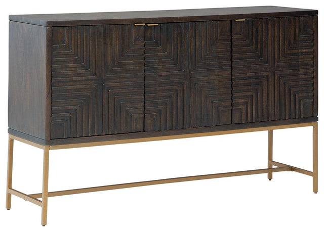 Ashley Elinmore Accent Cabinet - Brown/Gold Finish