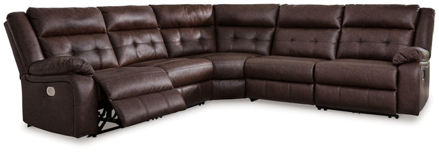 Ashley Punch Up - Walnut - 5-Piece Power Reclining Sectional