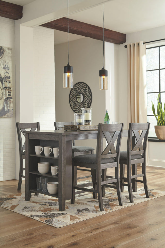 Ashley Caitbrook - Gray - 5 Pc. - Counter Table, 4 Upholstered Barstools
