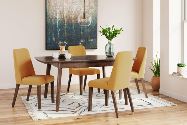 Ashley Lyncott - Brown / Yellow - 5 Pc. - Butterfly Extension Table, 4 Side Chairs