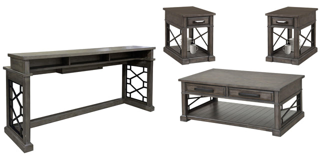 Parker House Sundance - Cocktail Table With 2 Chairside Tables And Console Table - Smokey Gray
