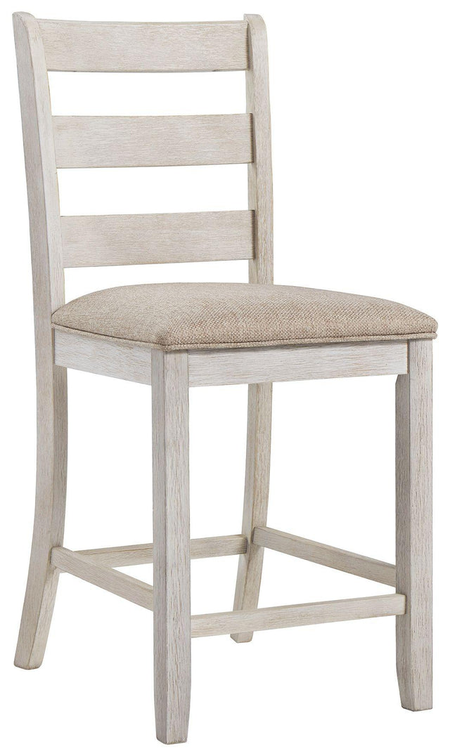 Ashley Skempton Upholstered Barstool (2/CN) - White/Light Brown