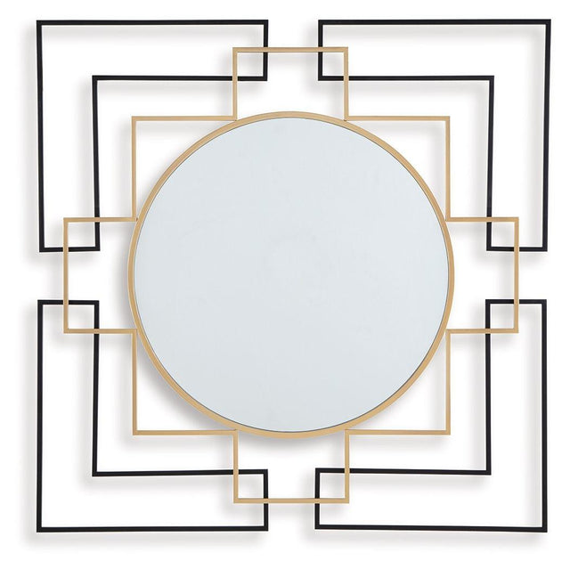 Ashley Oceanal Accent Mirror - Black/Gold Finish