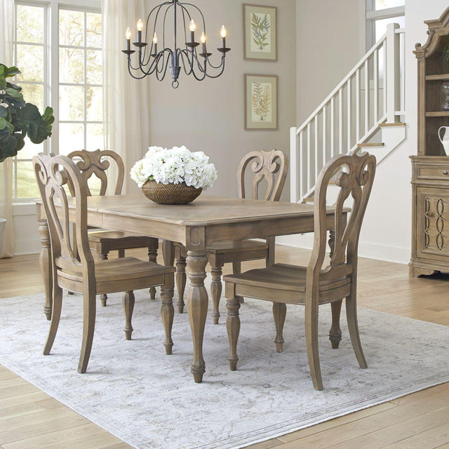 Liberty Furniture Magnolia Manor - 5 Piece Rectangular Table Set - Brown