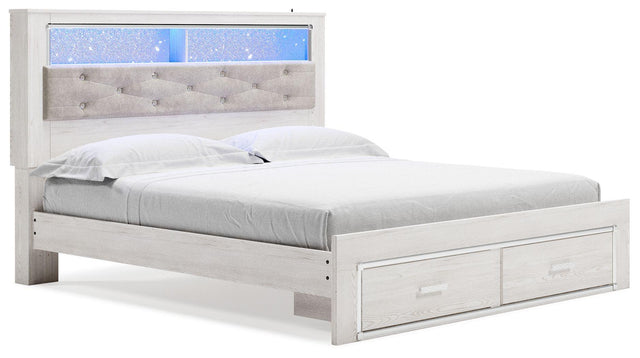 Ashley Altyra - White - King Upholstered Bookcase Bed With Storage