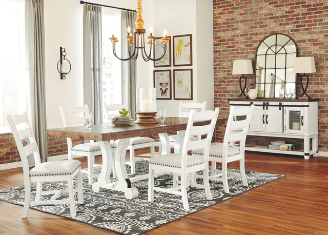 Ashley Valebeck - White / Brown - 8 Pc. - Dining Room Table, 6 Side Chairs, Server