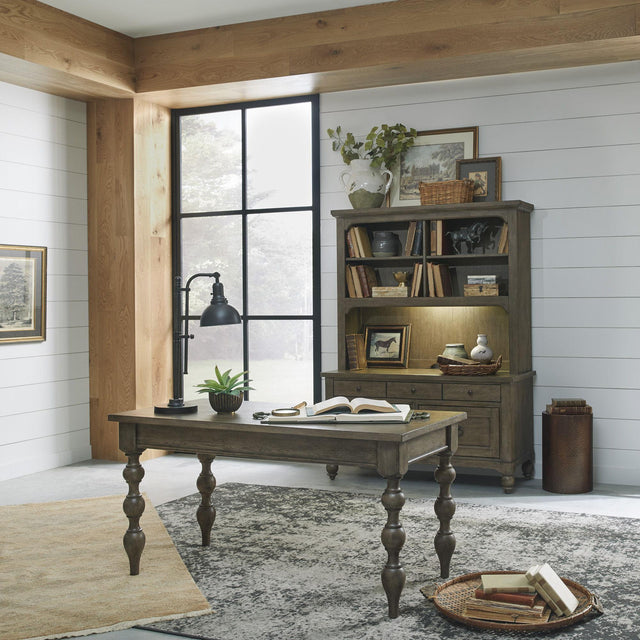 Liberty Furniture Americana Farmhouse - 3 Piece Home Office Set (Desk & Hutch) - Light Brown