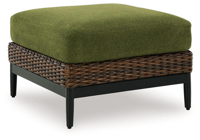 Ashley Horizon Hall Ottoman with Cushion - Brown/Green