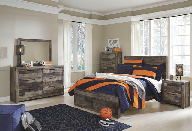 Ashley Derekson - Multi Gray - 9 Pc. - Dresser, Mirror, Chest, Full Panel Bed with 2 Storage Drawers, 2 Nightstands