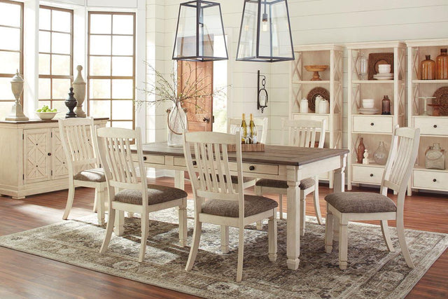 Ashley Bolanburg - Beige - 11 Pc. - Dining Room Table, 6 Side Chairs, Server, 3 Cabinets