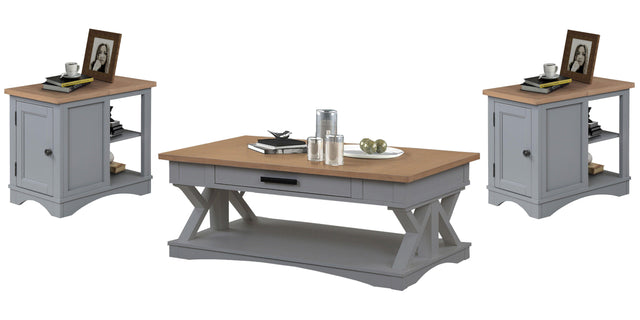 Parker House Americana Modern - Cocktail Table With 2 Chairside Tables - Dove