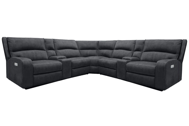 Parker House Polaris - 7 Piece Modular Power Reclining Sectional With Power Adjustable Headrests - Slate