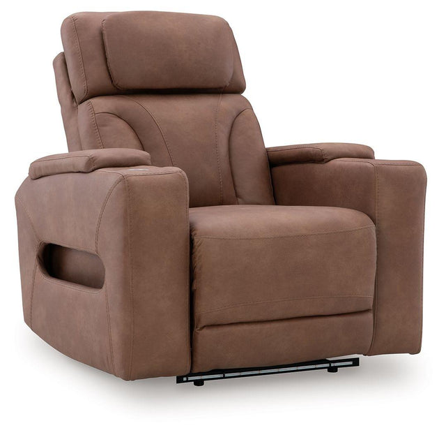 Ashley Clean-Slate PWR Recliner/ADJ Headrest - Caramel