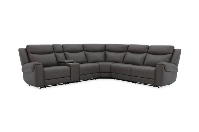 Parker House Momentum - 6 Piece Modular Power Reclining Sectional With Power Adjustable Headrests - Dark Granite