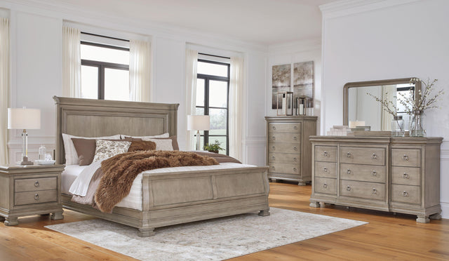 Ashley Lexorne - 4 Pc. - Dresser, Mirror, King Sleigh Bed - Gray