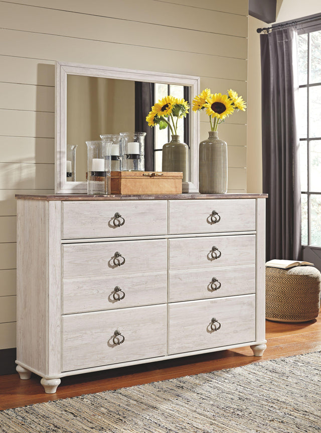 Ashley Willowton - Dresser, Mirror - Whitewash