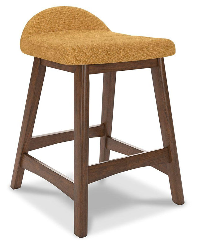 Ashley Lyncott Upholstered Barstool (2/CN) - Mustard/Brown