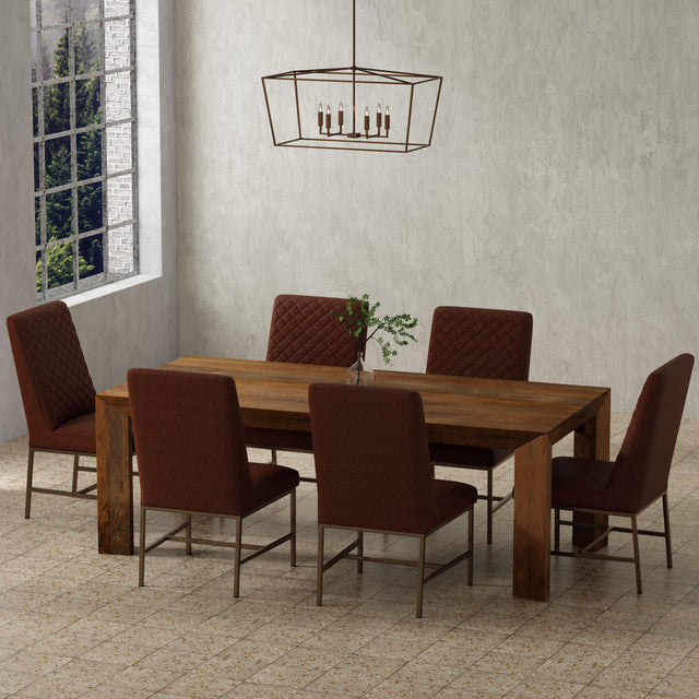 Parker House Crossings - Rectangular Dining Table With 6 Upholstered Chairs - Brown & Red