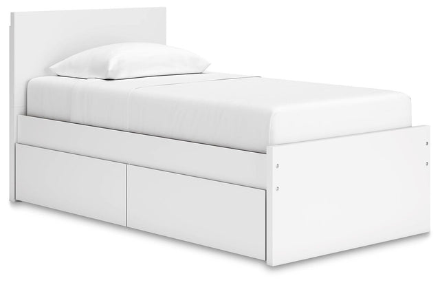 Ashley Onita - White - Twin Panel Platform Bed With 1 Side Storage
