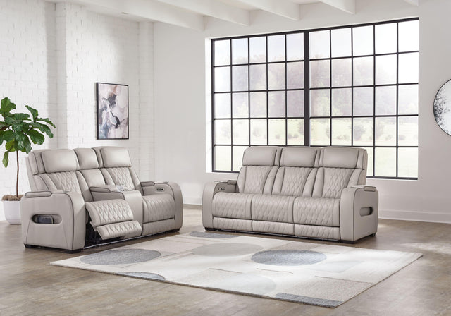 Ashley Boyington - Gray - 2 Pc. - Power Reclining Sofa, Power Reclining Loveseat
