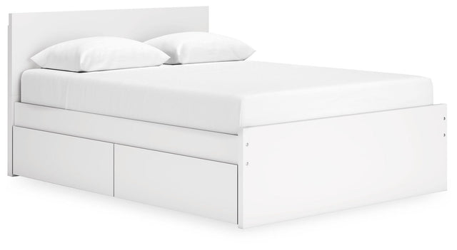 Ashley Onita - White - Queen Panel Platform Bed With 2 Side Storage