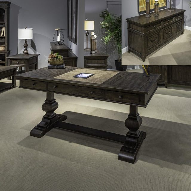 Liberty Furniture Paradise Valley - 2 Piece Home Office Desk Set - Dark Brown