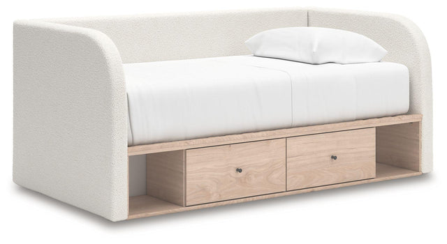 Ashley Arloster - Tan / White - Full Upholstered Day Bed With Storage