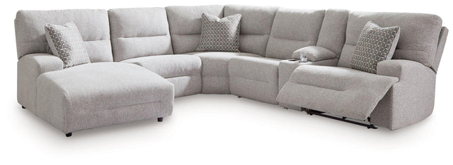 Ashley Acklen Place - Pewter - 6-Piece Power Reclining Sectional With Laf Power Reclining Back Chaise