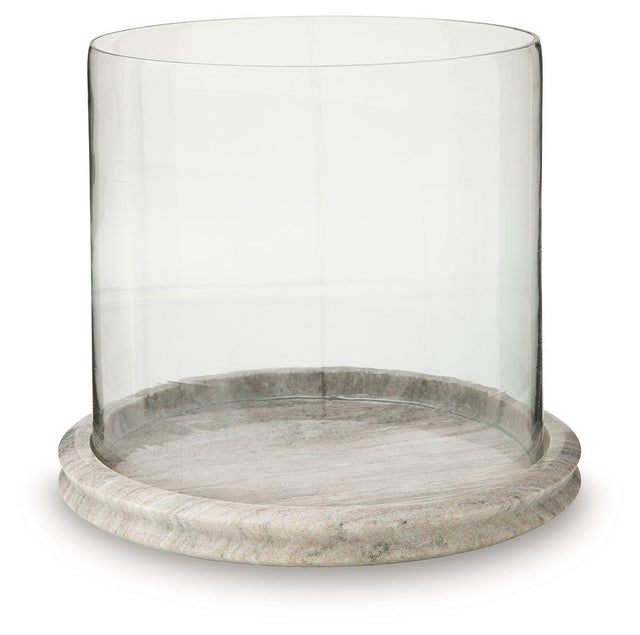 Ashley Saskia Candle Holder - Clear/Beige