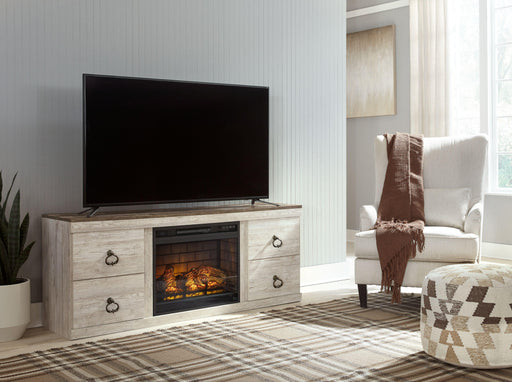 Ashley Willowton - Whitewash - TV Stand With Electric Fireplace