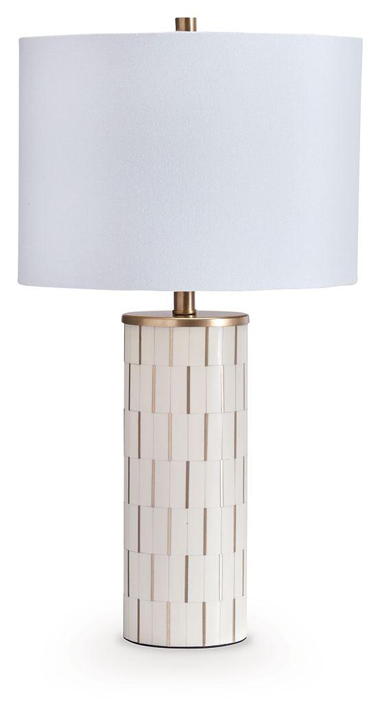 Ashley Faridworth Poly Table Lamp (1/CN) - White/Gold Finish