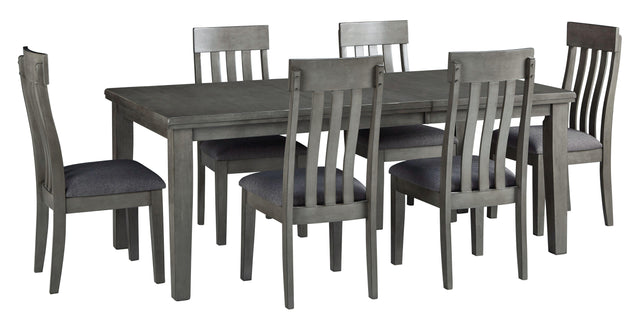 Ashley Hallanden - 7 Pc. - Extension Table, 6 Side Chairs - Black / Gray