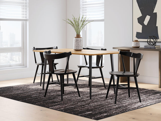 Ashley Gretlynn - Black / Natural - 5 Pc. - Dining Room Table, 4 Side Chairs