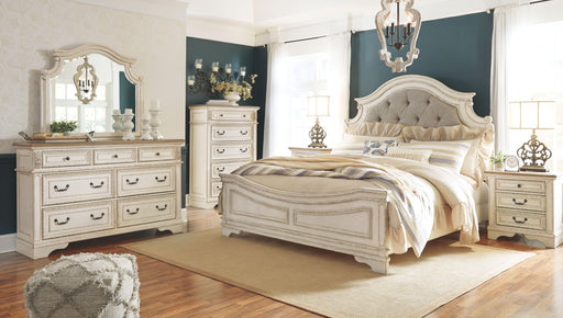 Ashley Realyn - Two-tone - 8 Pc. - Dresser, Mirror, Chest, King Upholstered Panel Bed, 2 Nightstands