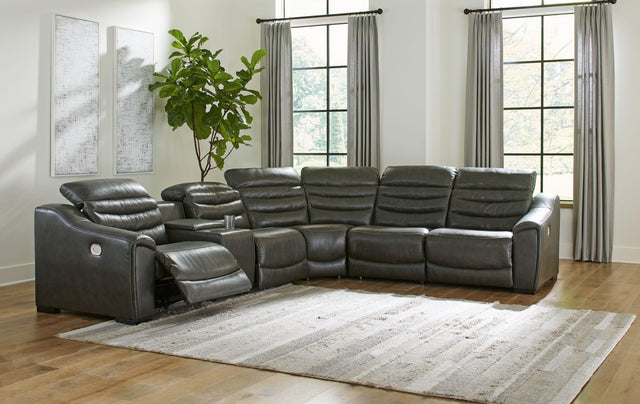 Ashley Center Line - Dark Gray - Zero Wall Recliners 6 Pc Sectional