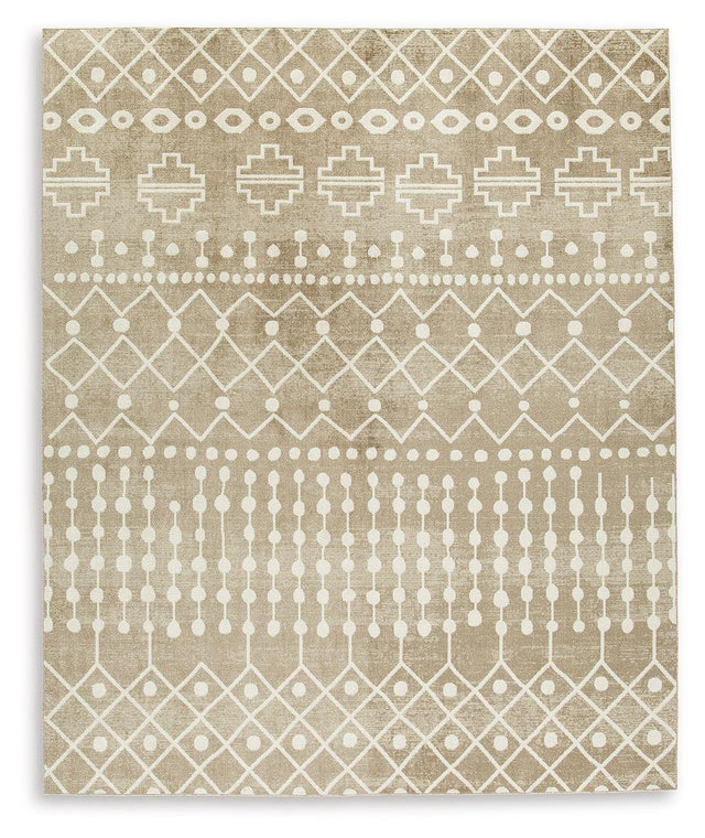Ashley Bunchly Washable Large Rug - Tan/Brown/Cream