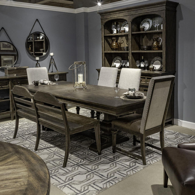 Liberty Furniture Paradise Valley - 6 Piece Trestle Table Set - Dark Brown