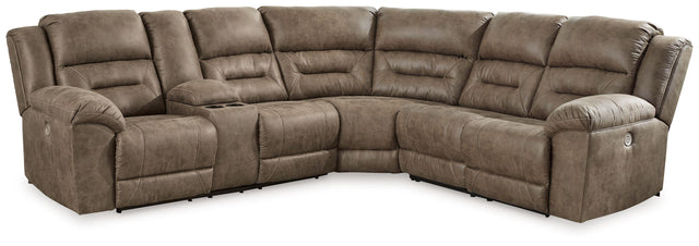 Ashley Ravenel - Fossil - 3-Piece Power Reclining Sectional With Laf Power Reclining Loveseat With Console