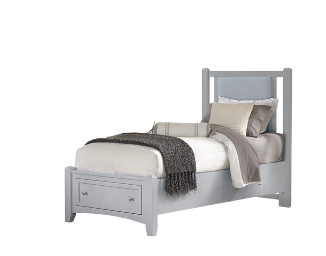 Vaughan-Bassett Bonanza - Twin Ocean Blue Upholstered Bed With Storage Footboard - Gray