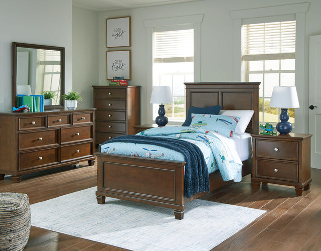 Ashley Danabrin - Brown - 8 Pc. - Dresser, Mirror, Chest, Twin Panel Bed, 2 Nightstands