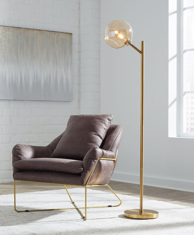 Ashley Abanson Metal Floor Lamp (1/CN) - Amber/Gold Finish