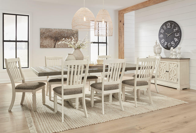 Ashley Bolanburg - Brown / Beige - 9 Pc. - Dining Table, 6 Side Chairs, Sever