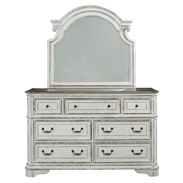 Liberty Furniture Magnolia Manor - Dresser & Arched Mirror - White