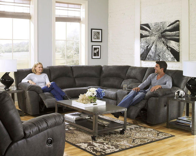 Ashley Tambo - Pewter - 3 Pc. - Right Arm Facing Loveseat with Console 2 Pc Sectional, Rocker Recliner