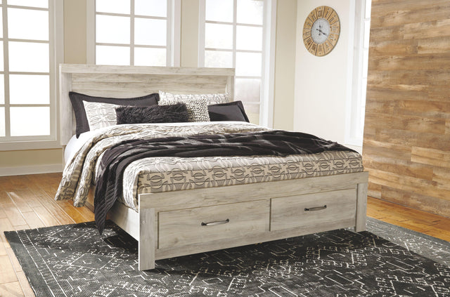 Ashley Bellaby - Whitewash - King Platform Bed with 2 Storage Drawers